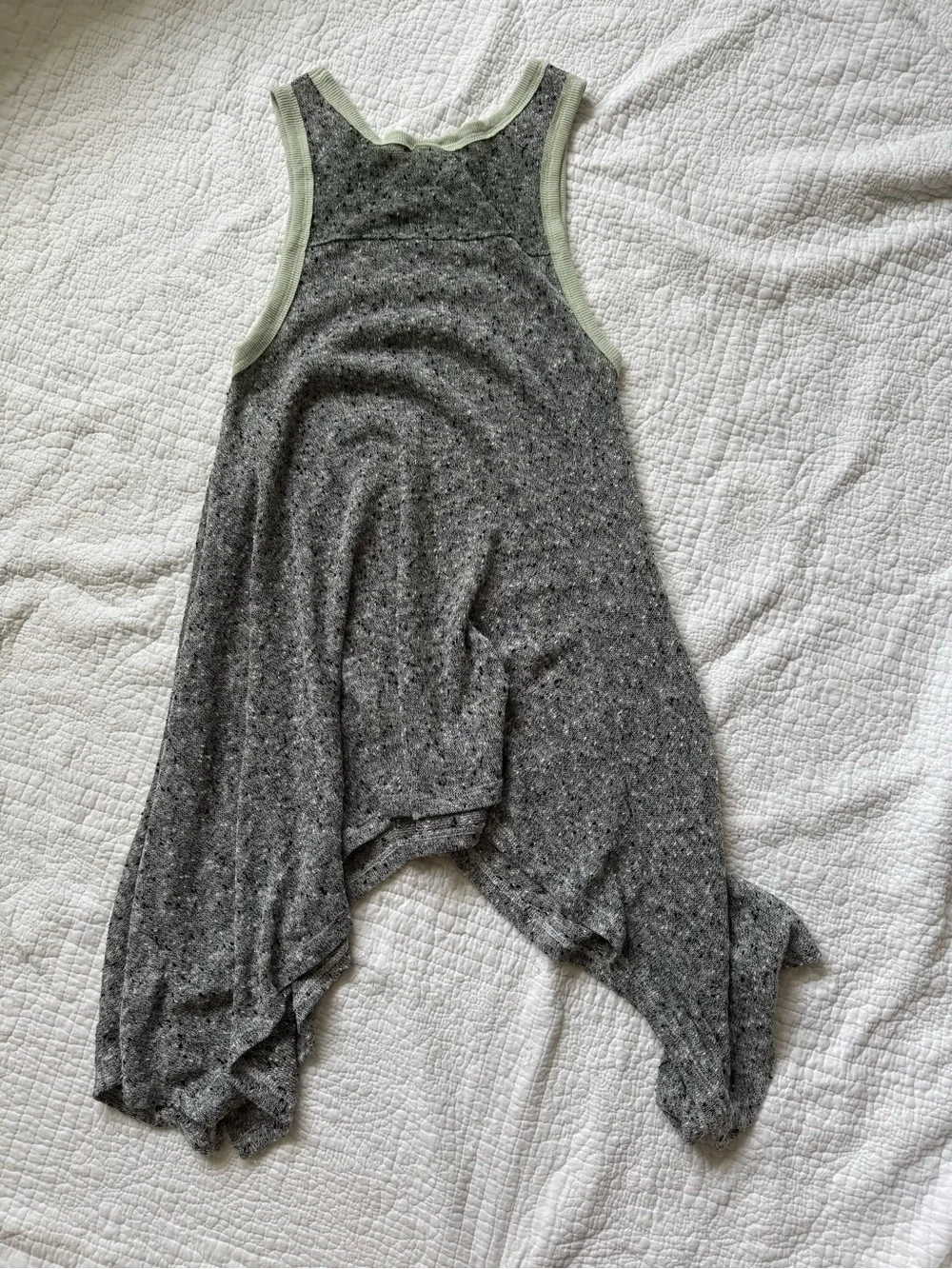 We the Free Gray Speckled Knit Sleeveless Tunic with Mint Trim, OS